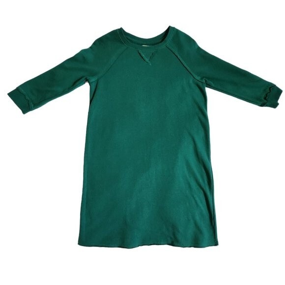 True Craft Emerald Green 3/4 Sleeve Sweat Shirt Dress Size S - Picture 1 of 10